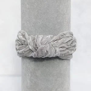 Silver Confetti Knot Velvet Headband Bugle Beads Handmade Knotted Turban Party Silver Metallic Confetti Knotted Headband – Youshouldbehair main image 4